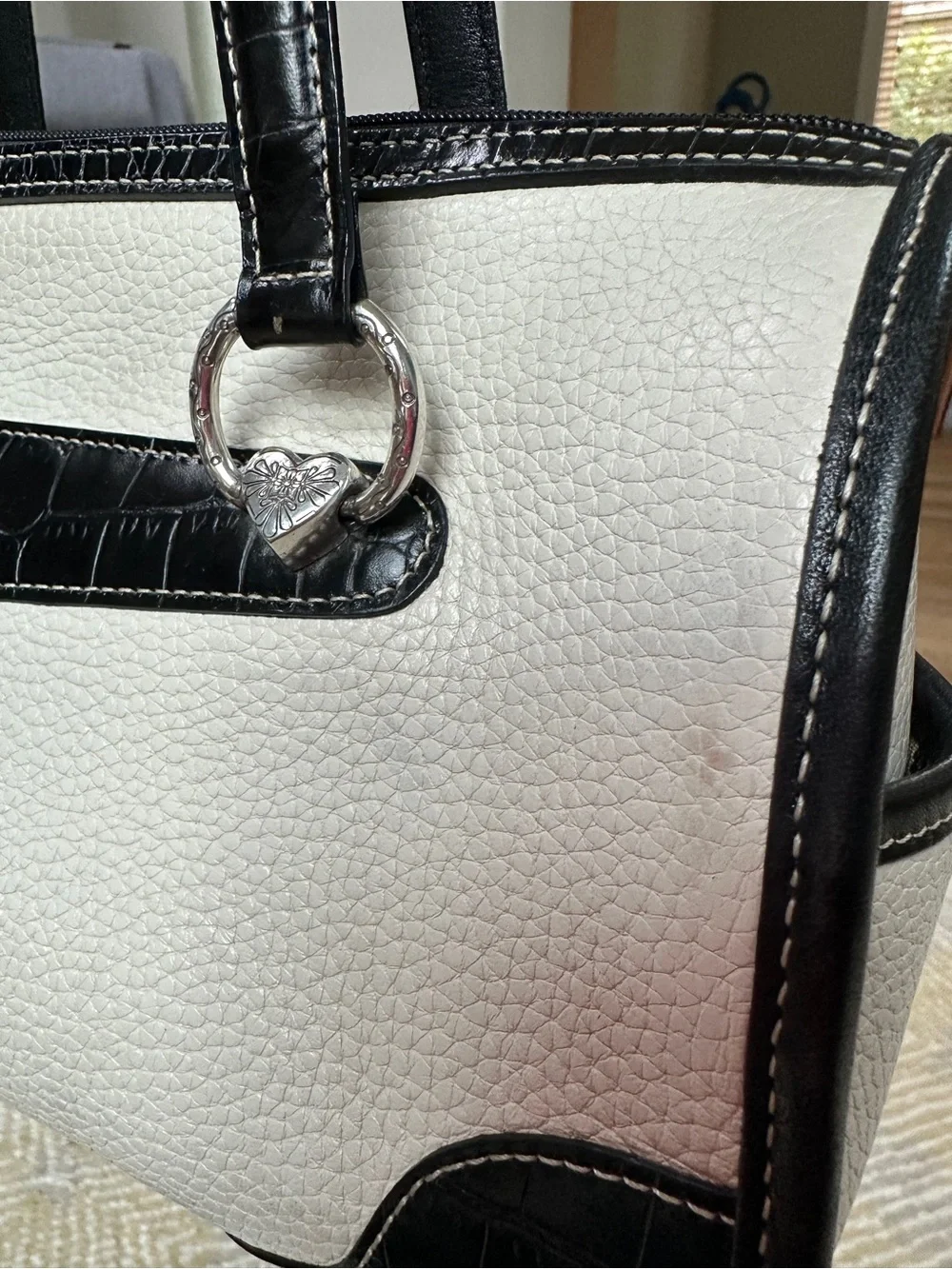 Vintage Brighton cream pebble leather shoulder satchel bag